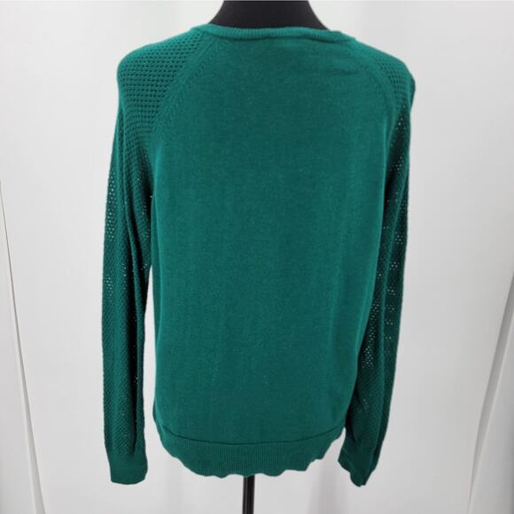 The Limited Sweater Womens Large Green Open Knit Sleeves Gold Button Accents - Picture 2 of 11